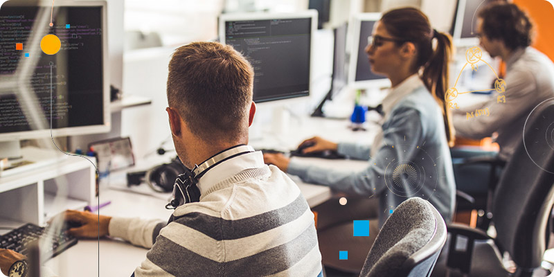 Students in front of computers