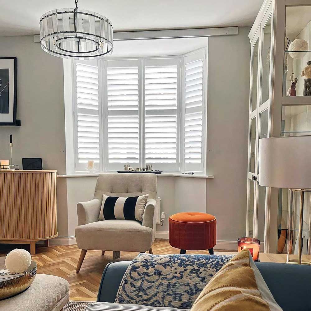 Full-height shutters in a customer home