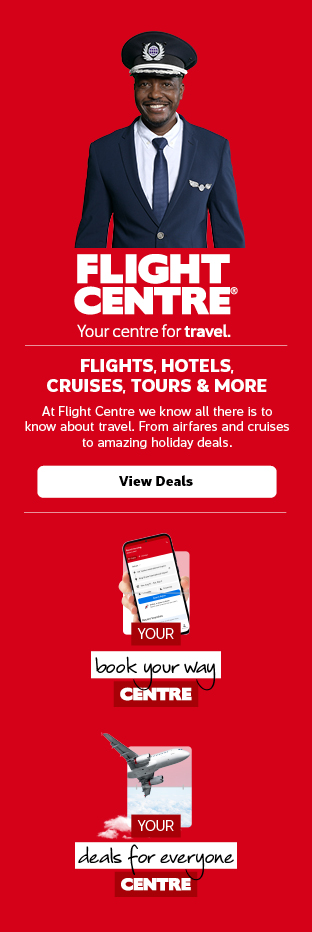 Flight Centre - Your centre for travel. | Flights, hotels, cruise, tours & more. At Flight Centre we know all there is to know about travel. From airfares and cruises to amazing holiday deals. View Deals