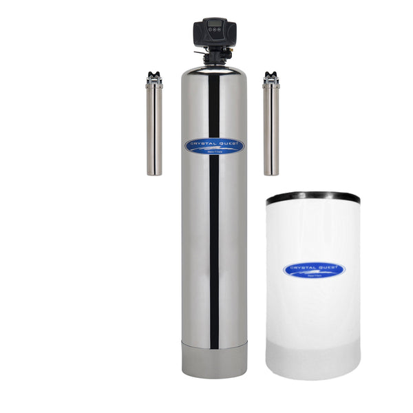 Whole house water softener with brine tank and pre and post filters