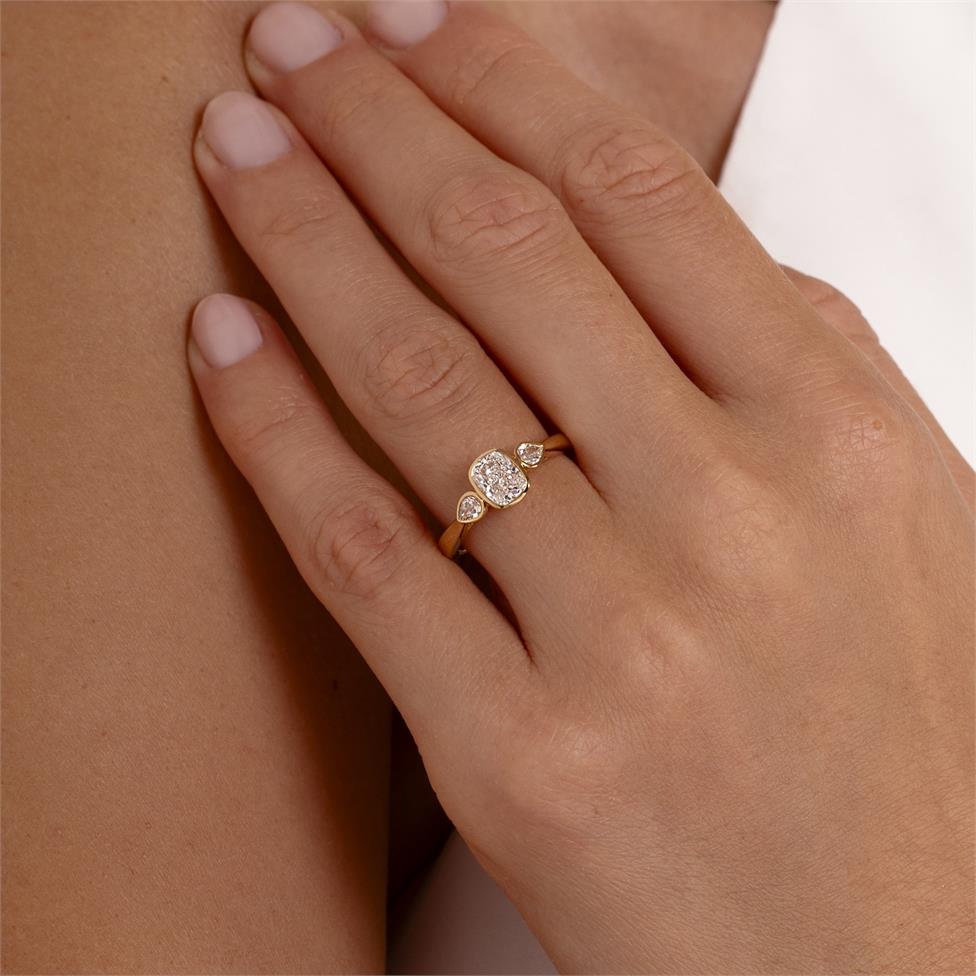 Natural diamond engagement ring in 18ct yellow gold by Pravins