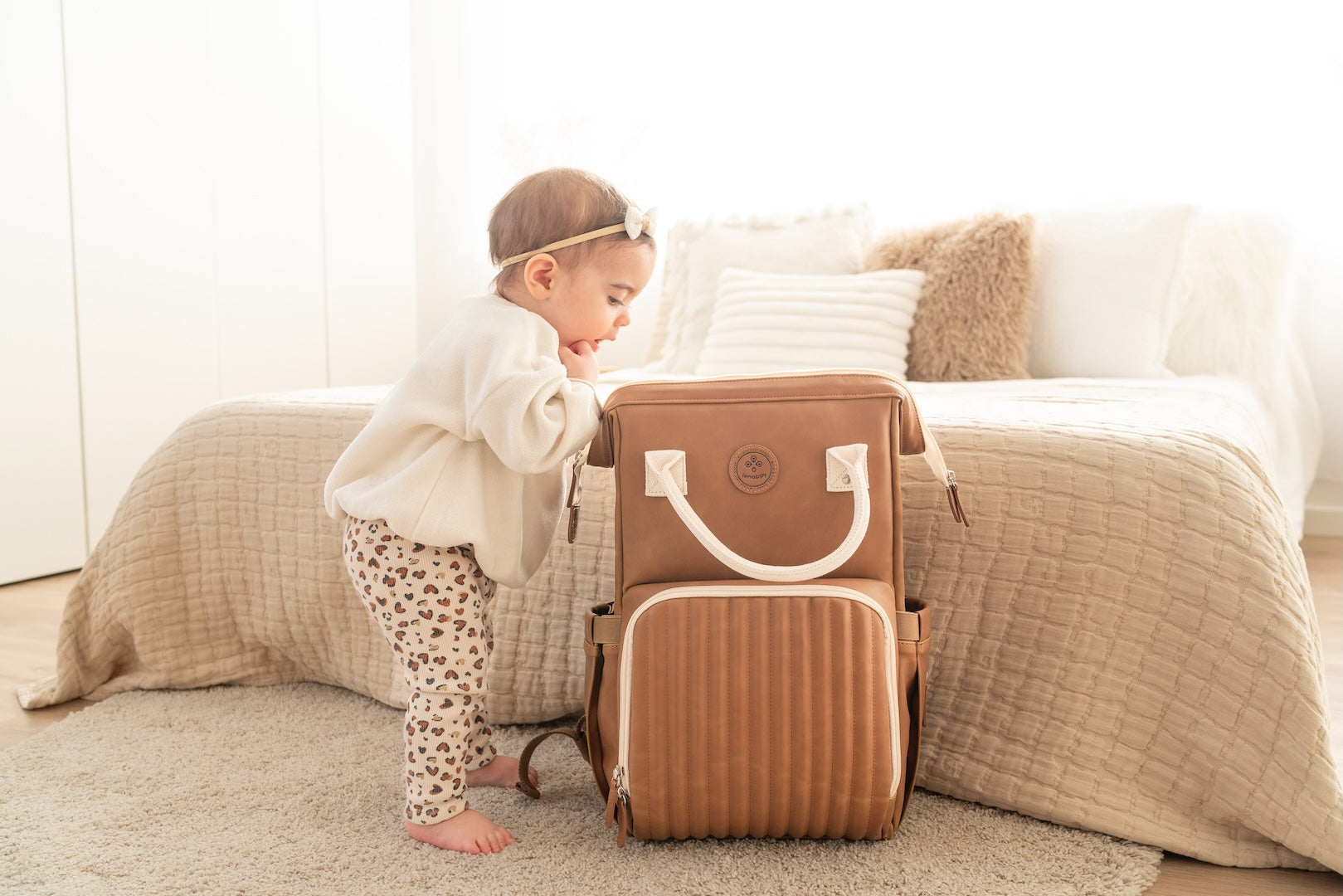 sac à langer richie sucre brun en cuir