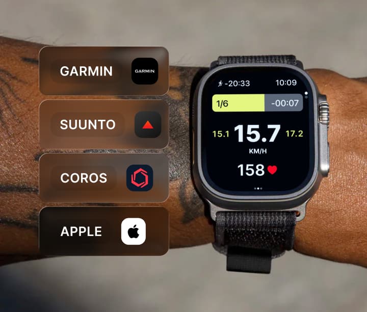Compatible avec Strava, Garmin, Apple Watch, Coros, Suunto