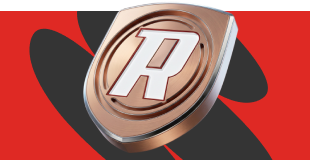 1Red VIP — rose-bronze tier badge with a machined edge