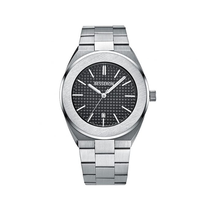 Herrklocka i borstat stål från Klockrummet