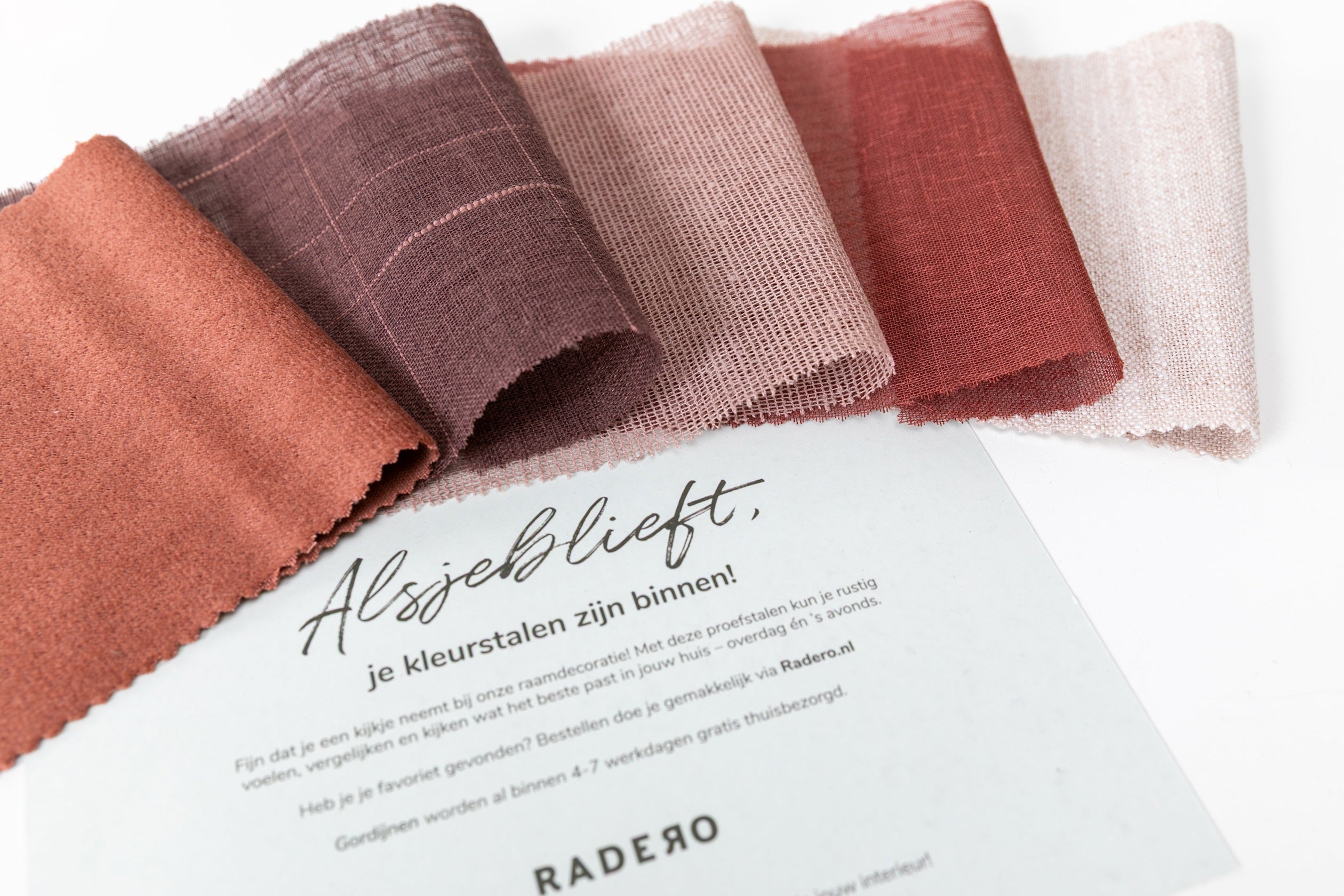 Gratis kleurstalen gordijnen Radero