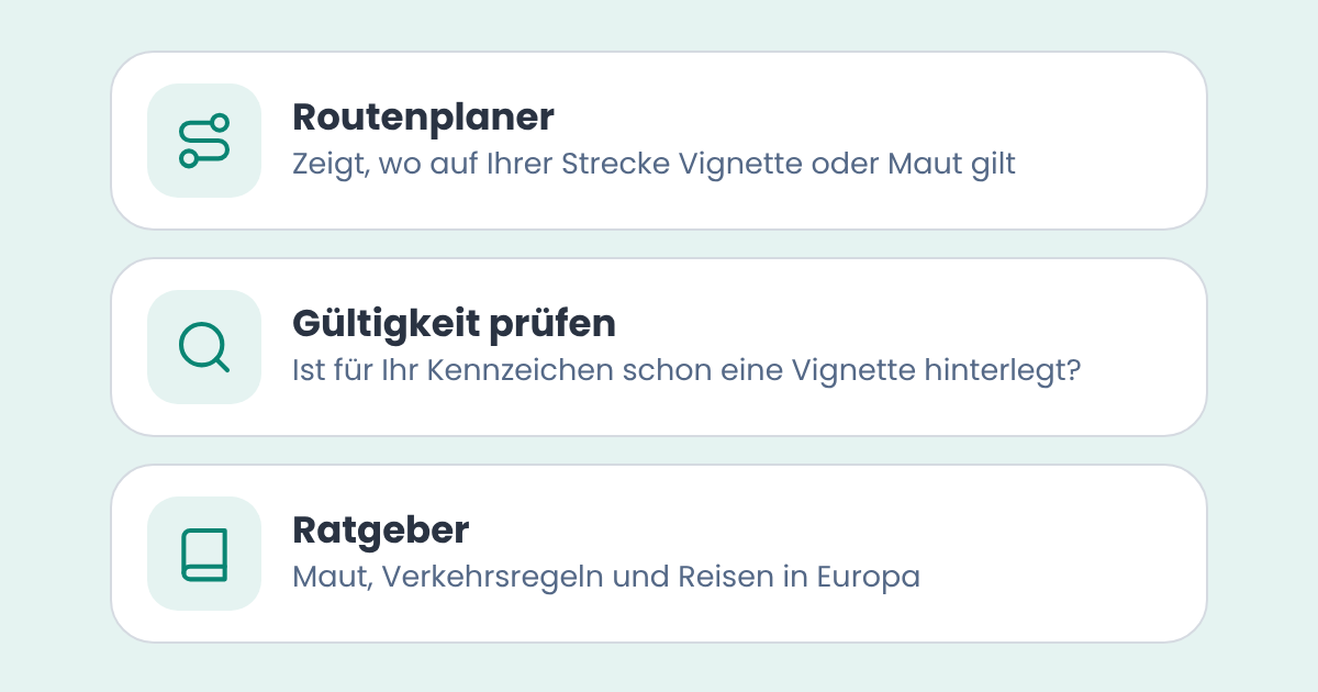 Routenplaner, Gültigkeitsprüfung und Ratgeber