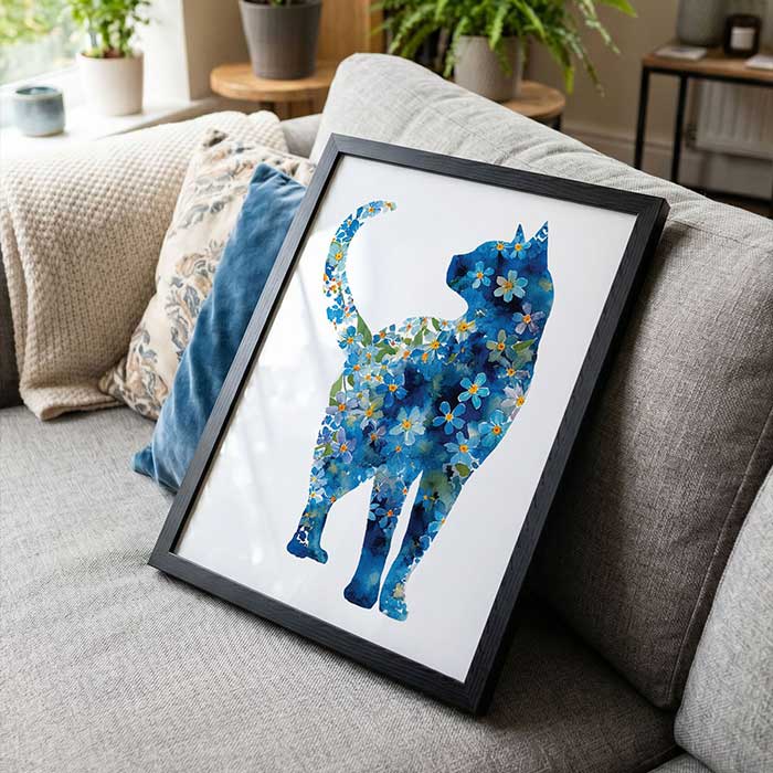 Framed watercolour print in a warm, sunlit British home