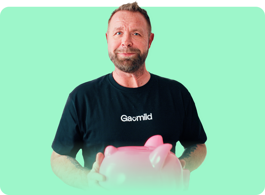 Joachim Boldsen med sparegris