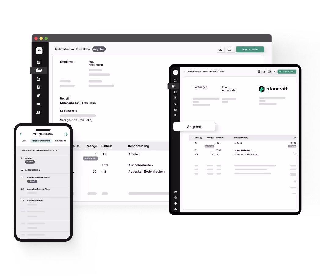 Plancraft auf verschiedenen Geräten