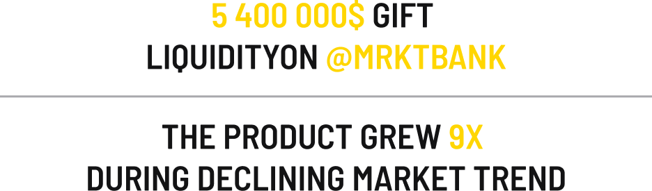 $5,400,000 gift liquidity on @MRKTBANK — the product grew 9X