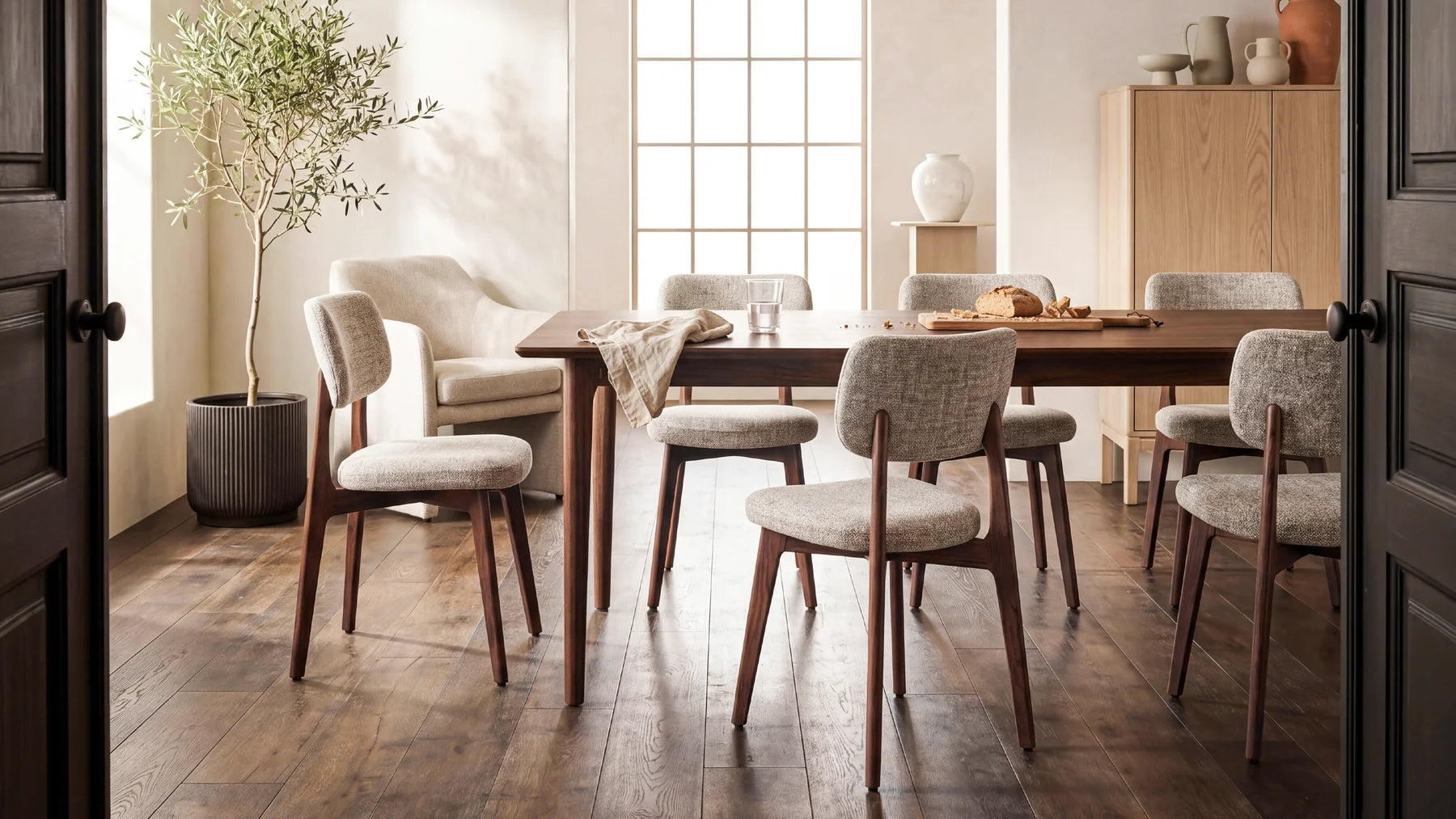 COLAMY NOYA dining chairs in a warm dining room